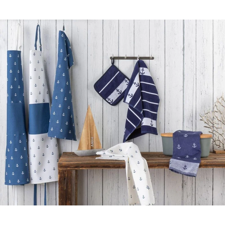 Kracht Geschirrtuch Anker, (Set, 3-tlg, Set), 3er Pack Geschirrtücher (3 Stück), ca. 50x70cm, Halbleinen bedruckt – Bild 3