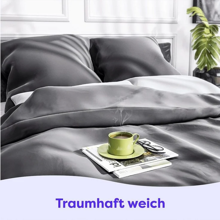 Wolkenfeld Kissenbezug Mako-Satin Baumwolle Kopfkissenbezug - Premium Kissenbezug, Größe 80x80, 40x80 und 70x90 cm I Baumwollsatin – Bild 1