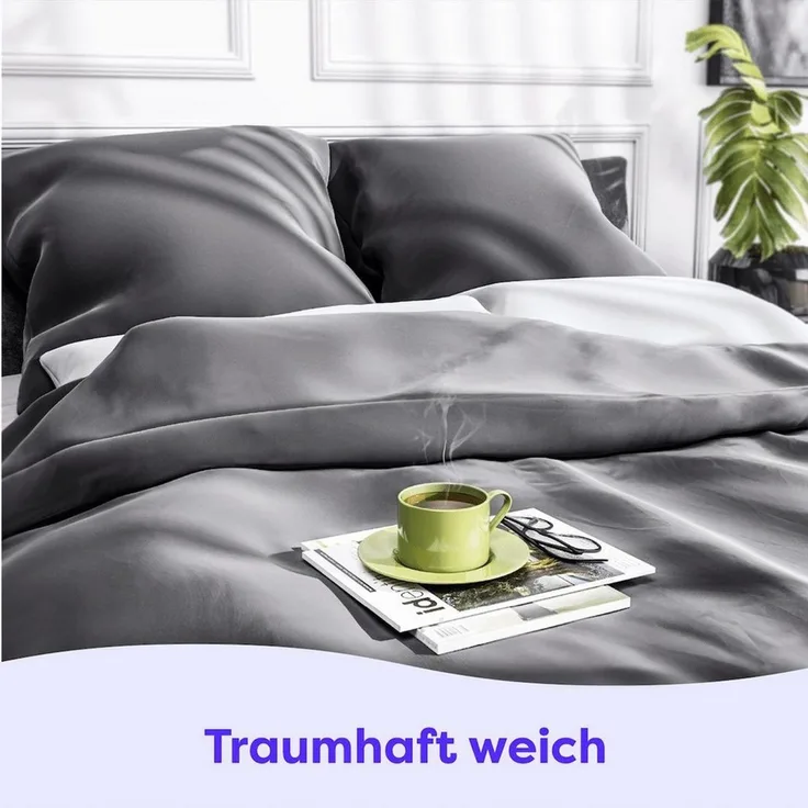 Wolkenfeld Kissenbezug Mako-Satin Baumwolle Kopfkissenbezug - Premium Kissenbezug, Größe 80x80, 40x80 und 70x90 cm I Baumwollsatin