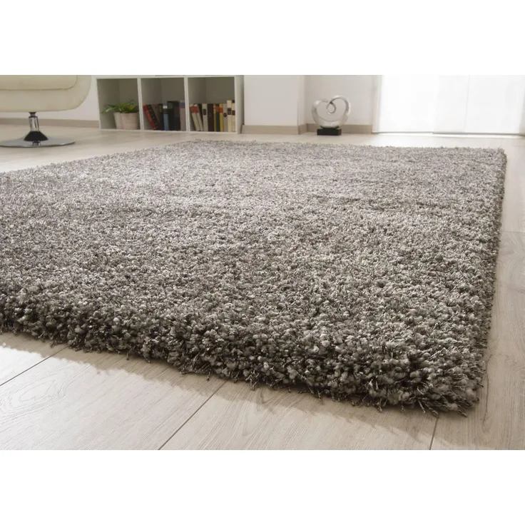Hochflor Teppich Twilight, Farbe: Grau meliert, Größe: 160x160 cm