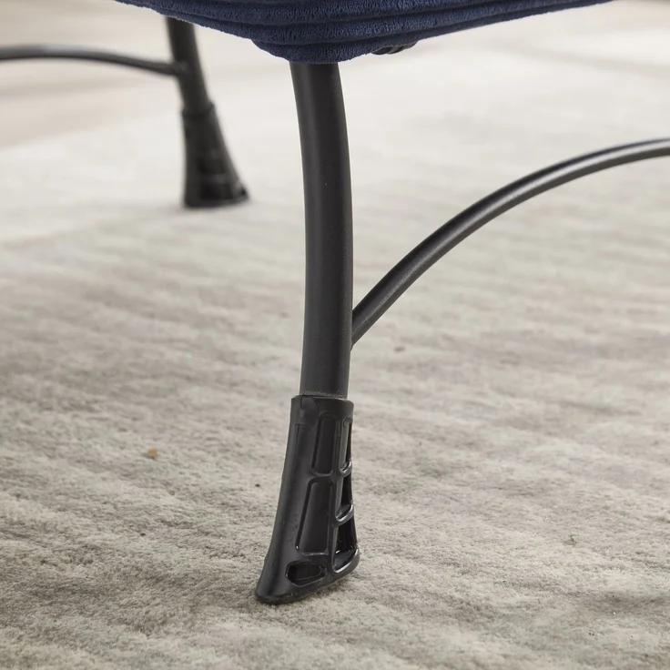 Flieks Loungesessel mit Hocker, ergonomischer Ohrensessel mit Stahlrahmen, weicher Cordstoff, Seitentasche, Blau – Bild 9