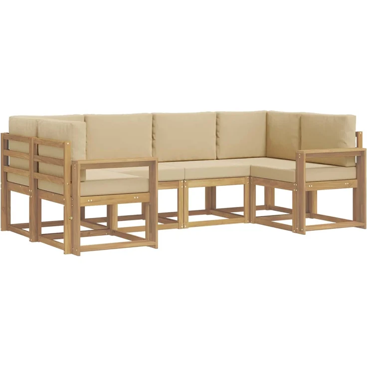 vidaXL Outdoor-Sofagarnitur 6 stk. 6-Sitzer Weiß und Beige 3388127 – Bild 2