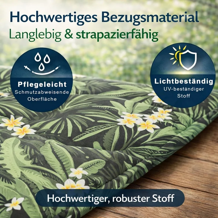 BURI 2x Auflagen Set Hochlehner für Gartenstühle 120x48x7cm Sesselauflagen Polster UV Lichtecht - Gartenstuhlauflagen Dschungel Muster Stuhlkissen mit Dicker Schaumstoff Füllung – Bild 7