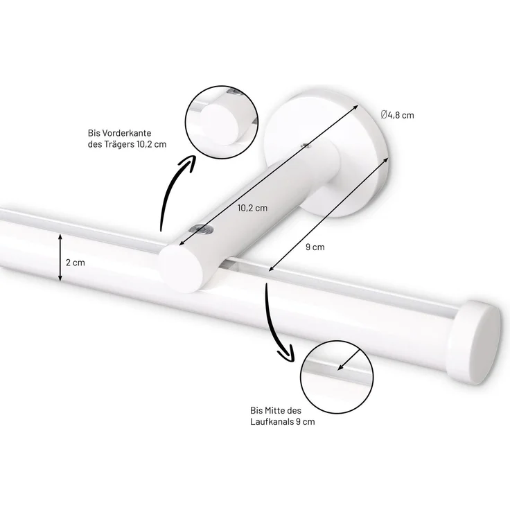 Deco-Raum® Gardinenschiene Innenlauf Weiß Modern | Länge: 180cm | Material: Aluminium | Farbe: Weiß – Bild 2