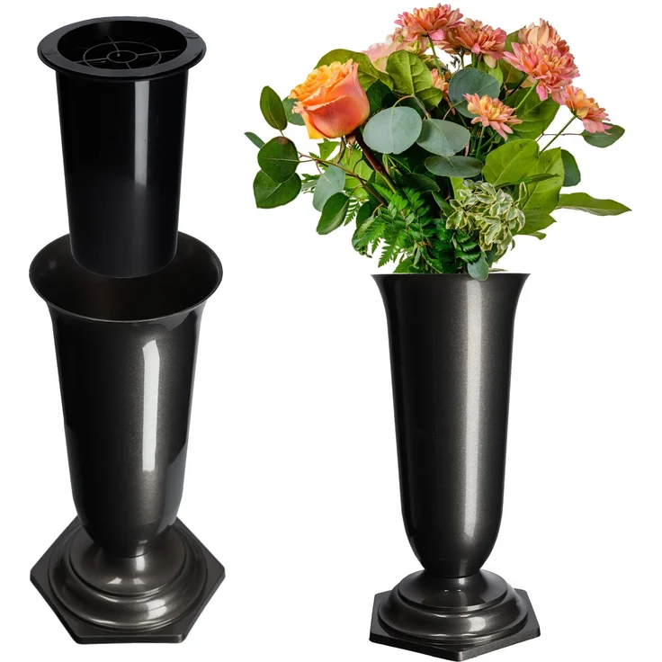 KADAX Vase, Fläschchen für Friedhof, Grabstein, Graphit, 23 cm – Bild 1