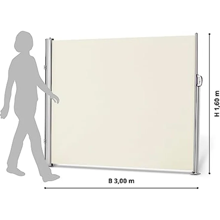 Leco Seitenmarkise, ausziehbar, Aluminium-Stahlrohr-Mix, natur, 160 x 300 cm – Bild 6