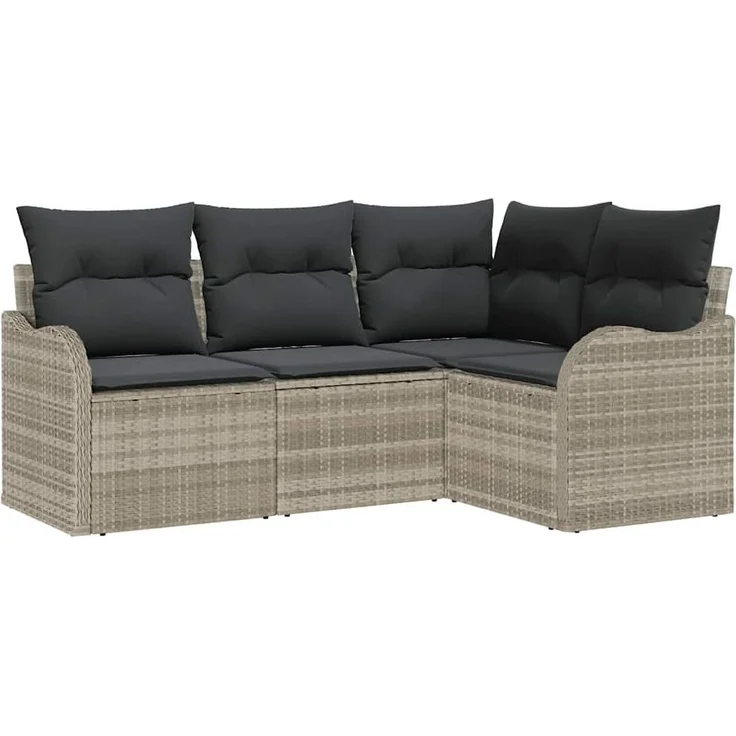 vidaXL Gartensofa-set mit Speicher 4 pcs Hellgrau Poly-Rattan 3354351 – Bild 1