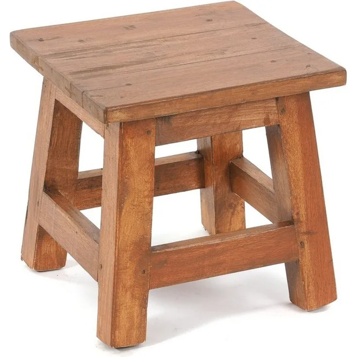 DESIGN DELIGHTS Hocker Fusshocker PALO, 27x26cm (HxB), rustikaler Holzhocker Massivhocker