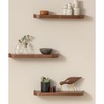 Kazai.® Wandregal-Set 'Toke' | 3 Hängeregale in Echtholz-Veneer | Schwebendes Holzregal als Wanddeko und Ablage für Bad, Wohnzimmer, Küche, Schlafzimmer und mehr | Walnuss