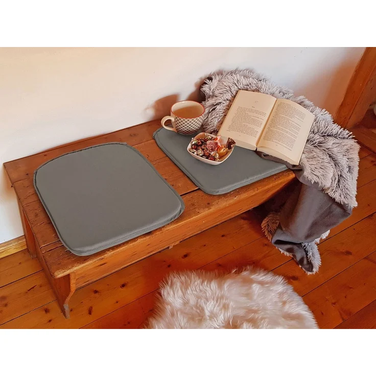 ZOLLNER Stuhlkissen, mit Rundumeinfassband, Indoor und Outdoor, 38 x 38 x 2 cm, mit Bindebänder, vom Hotelwäschespezialisten – Bild 2