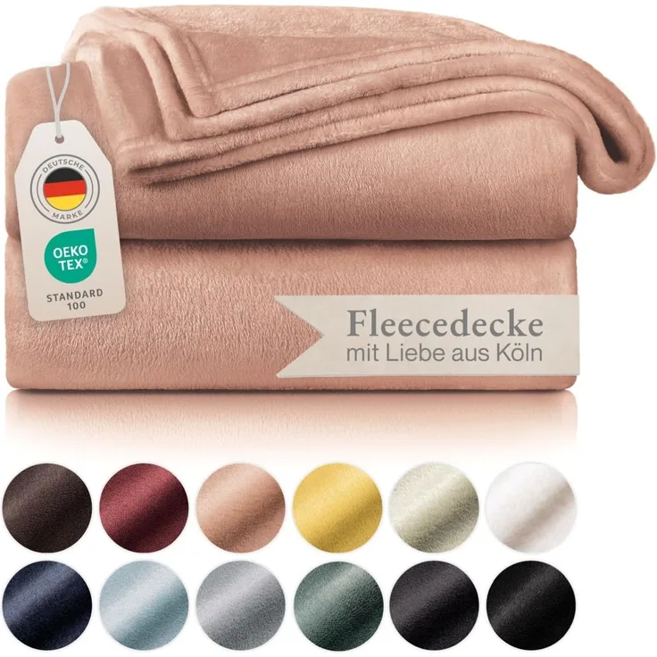 Blumtal Kuscheldecke aus Fleece - hochwertige Decke, Oeko-TEX® Zertifiziert in 220x240 cm, Kuscheldecke flauschig als Sofadecke, Tagesdecke oder Winterdecke, Dusty pink - rosa
