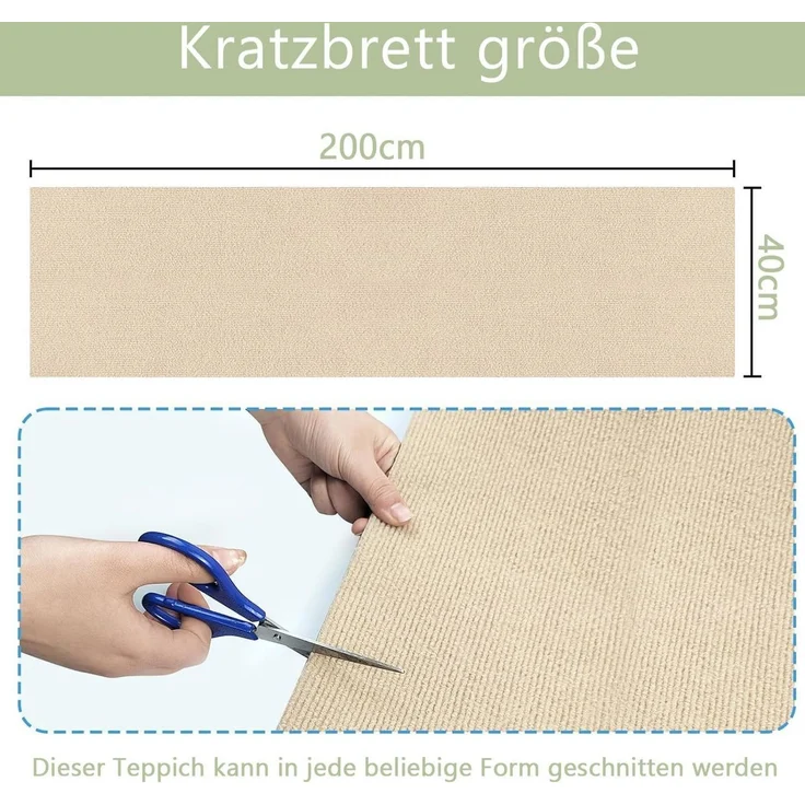 Athlix Kratzmatte Selbstklebende Kratzschutzmatte für Sofa & Wand 200 x 40 cm, Schneidbar, selbstklebend, Robustes Polyester-Material – Bild 2