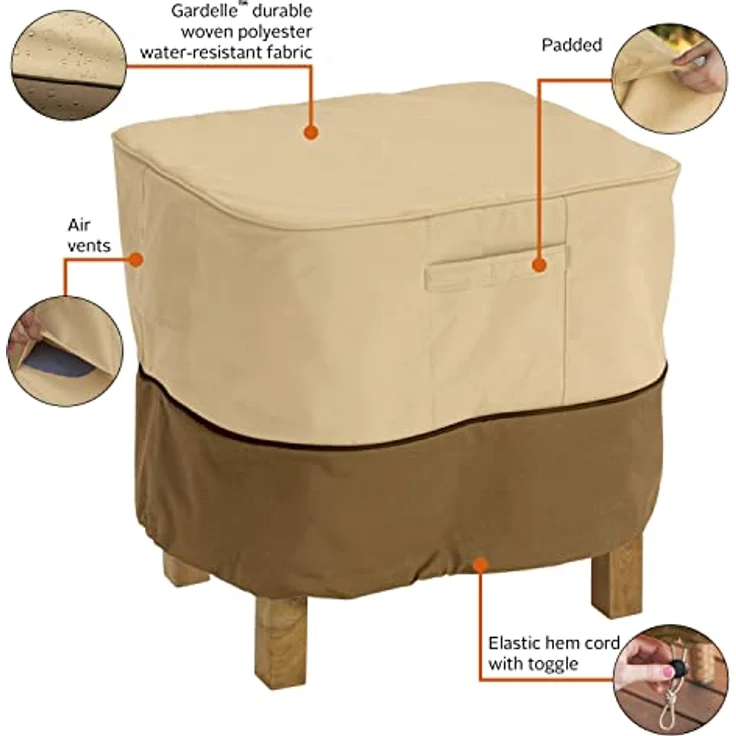Classic Accessories Veranda Haltbare Möbelabdeckung für quadratische Gartenottomane-Sitzhocker L – Bild 6