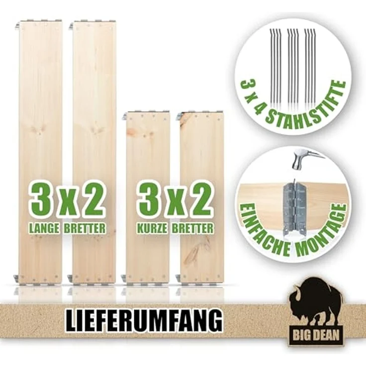 3 Stück Hochbeet für Garten Holz Beet Hochbeete-Kit Palettenrahmen 120x80 cm – Bild 7