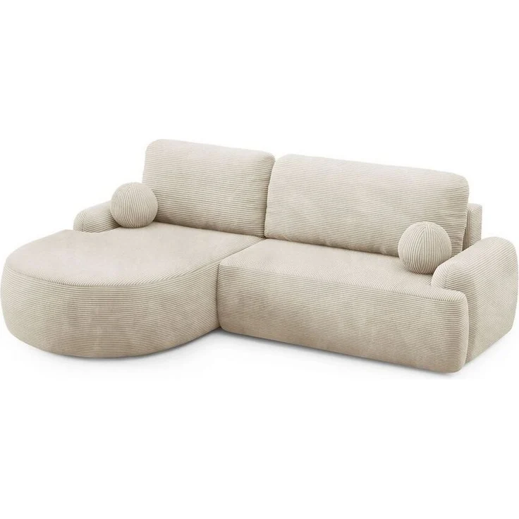 Lookway Ecksofa CLEO CORD Rundes Ecksofa mit Schlaffunktion und Bettkasten – Bild 2