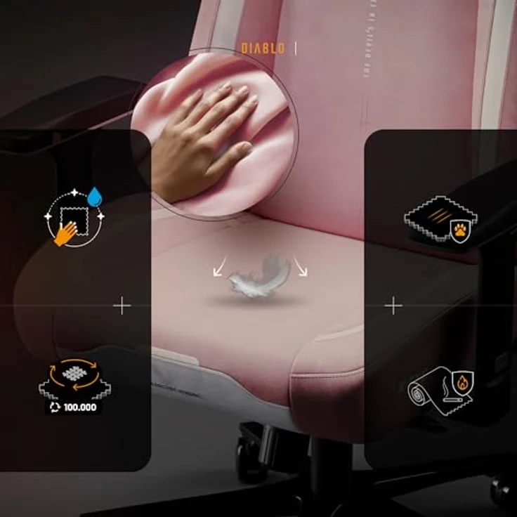 Diablo Ergonomischer Gaming Stuhl Stoff X.Eye Prime Pc Stuhl mit Magnet-Kopfstütze Gaming Sessel Kühlfunktion Gaming Stuhl Ergonomisch Strapazierfähiger Stoff Gaming Chair 140 kg Akira Pink – Bild 11