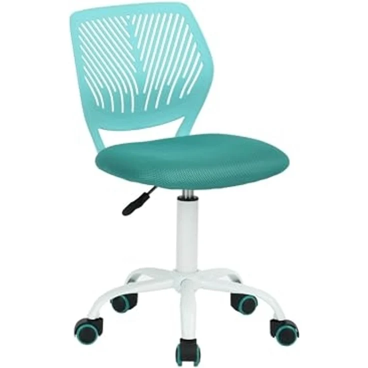 FurnitureR Esszimmer-Drehstühle, 1PC Küchenstuhl, gepolsterter Stuhl, Drehstuhl, bequemer Stuhl mit Rädern, Rückenlehne, armloser Stuhl für Esszimmer, Wohnzimmer,Türkis M – Bild 1