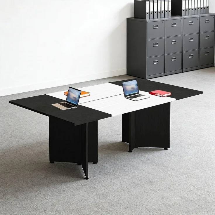 Konferenztisch 600 cm x 120 cm x 74 cm (200 cm x 3) Black + White