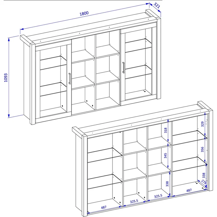 Esszimmer Buffetschrank Set ACCRA-83 in Taurus Eiche Nb. mit LED Beleuchtung, B/H/T: ca. 180/200/41 cm – Bild 7