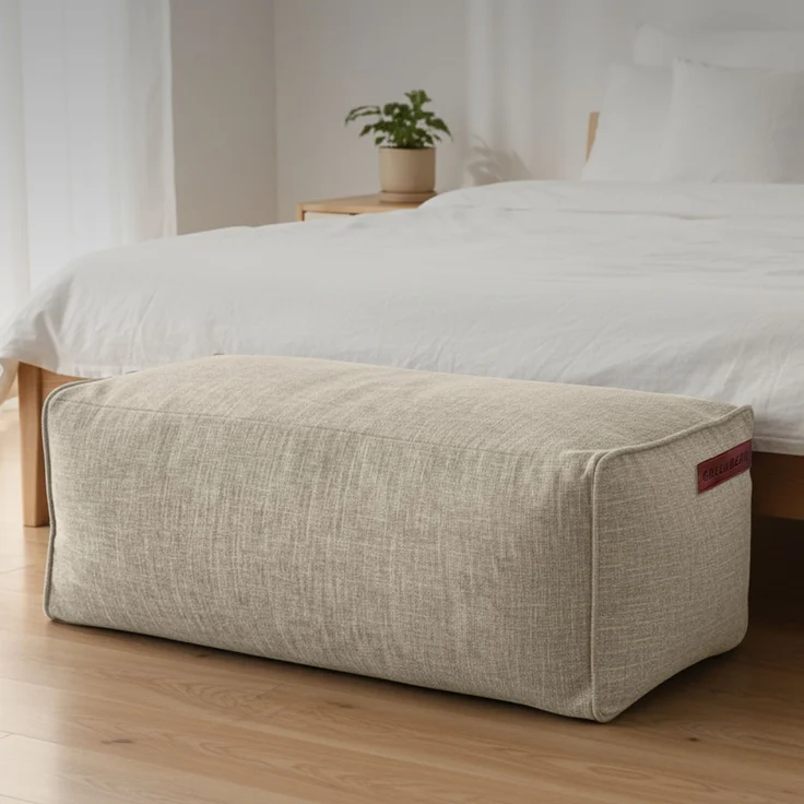 Green Bean® Indoor Sitzhocker Pouf 70x33x28cm EPS-Perlen Füllung -Home Linen Kuschelig Weich Waschbar - Drinnen Bodenkissen Liegekissen Sitzkissen Sitzhocker Sessel Kinder Erwachsene Stoff Sand – Bild 2