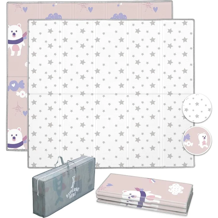 Babymatte Kindermatte Baby Spielmatte 180 x 200 x 1. 5cm. Wendefähige und ungiftige Dicke Faltbare wasserdichte Schaumstoff Kinderteppich. Krabbelmatte Spiel-Teppich Bodenmatte Kinder-Matte Großformat