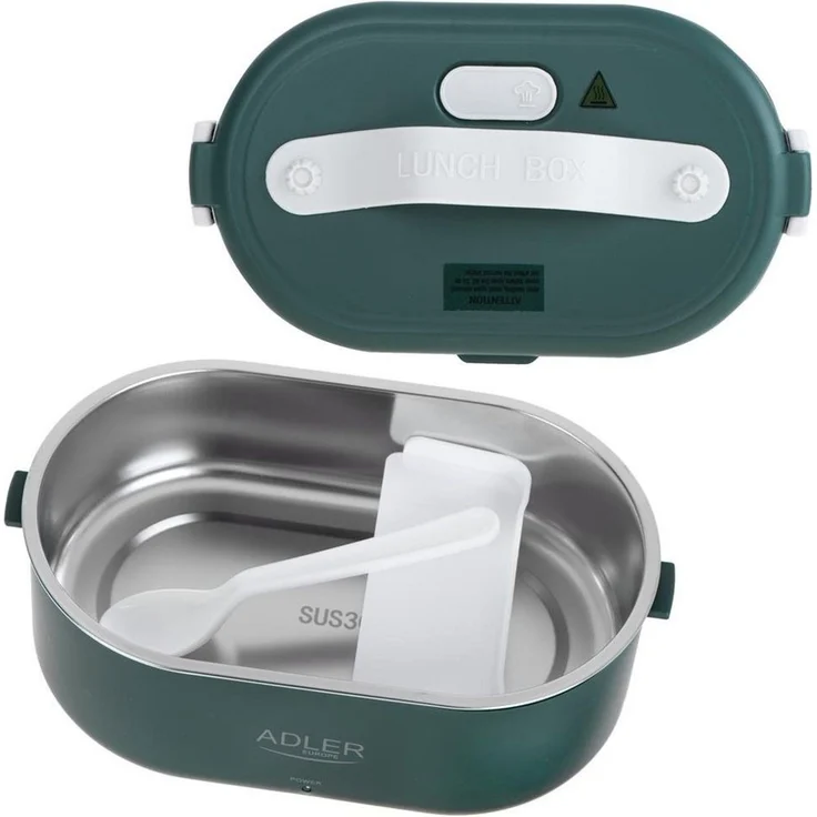 Adler Elektrische Lunchbox AD 4505, Elektrische Brotdose, Speisewärmer, Warmhaltebehälter, Edelstahl, grün – Bild 4
