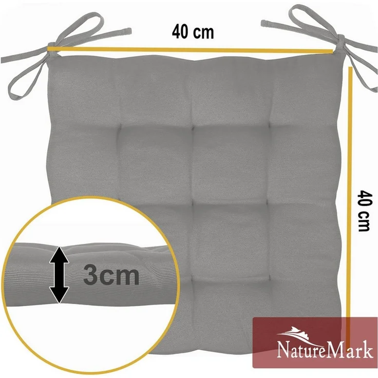 NatureMark Sitzkissen Sitzkissen 40 X 40 CM, Universal Sitzpolster Kissen, schadstoffgeprüft, Silber grau – Bild 2