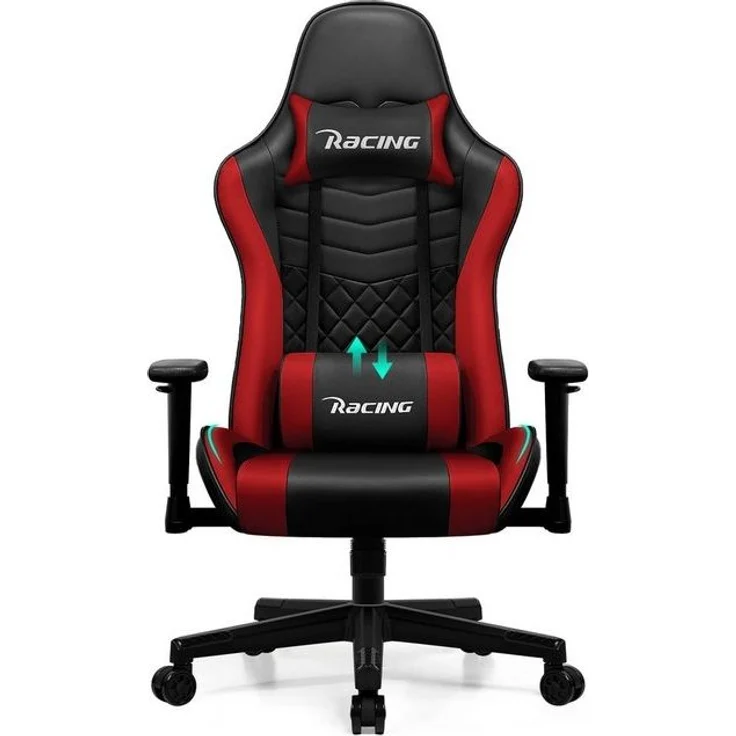 Hiazurm Gaming-Stuhl Gaming Stuhl, Bürostuhl Ergonomisch Wippfunktion bis zu 170° (Gaming Chair mit gepolsterten Armlehnen, 10 cm Höhenverstellung), Verstellbarem Lenden- & Kopfkissen, Gamer Stuhl 150kg Belastbarkeit – Bild 3