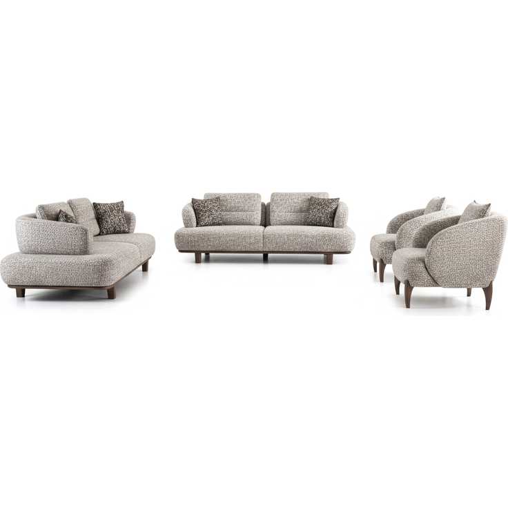 Sitzgruppe/Sofa Set - Wohnzimmergarnitur "Floravoria" 3+3+1-Grau – Bild 2