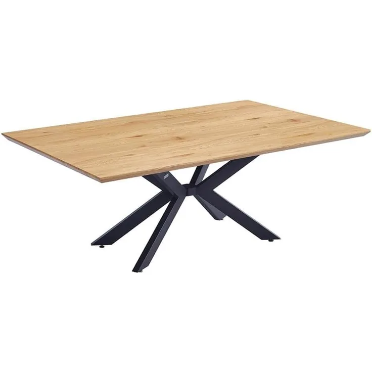 HOME DELUXE Essgruppe Eckig AVENCIA inkl. Sternfuß - 200 x 120 cm Light Oak 4 Stühle Creme