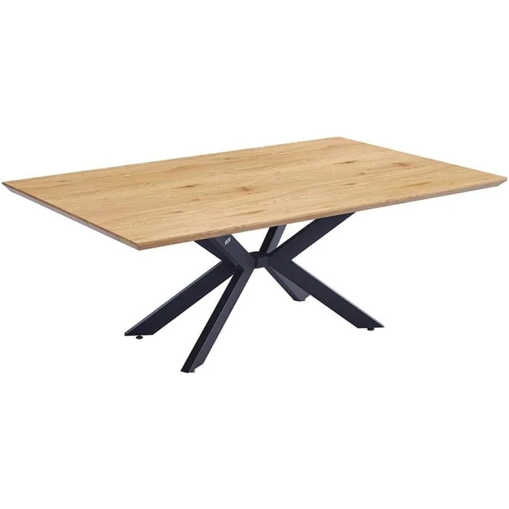 HOME DELUXE Essgruppe Eckig AVENCIA inkl. Sternfuß - 200 x 120 cm Light Oak 4 Stühle Creme – Bild 1