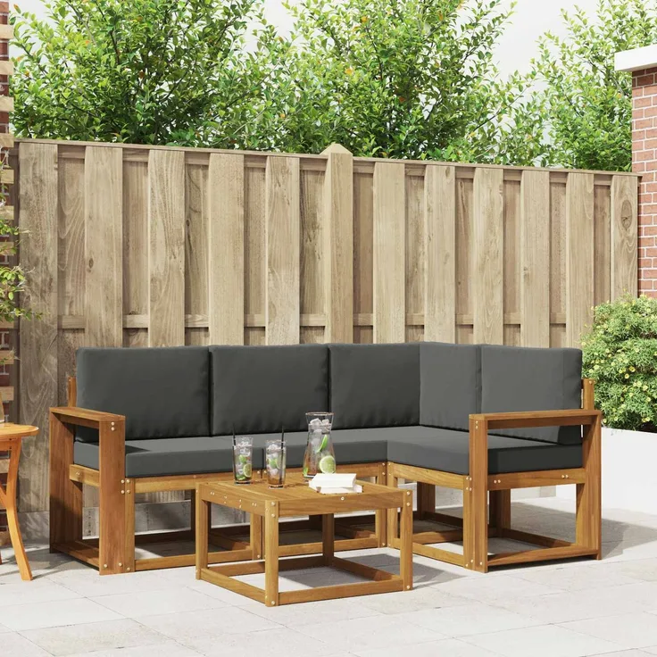 vidaXL Outdoor-Sofagarnitur mit Kissen 5 pcs Natur und Anthrazit 3366365