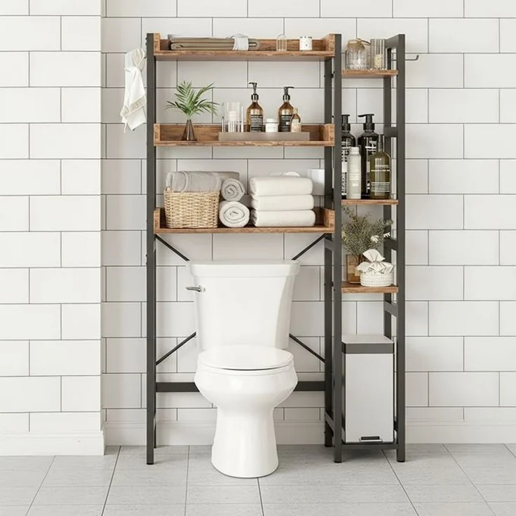Relaxdays Toilettenregal 3 Ebenen mit Seitenablage – Bild 5