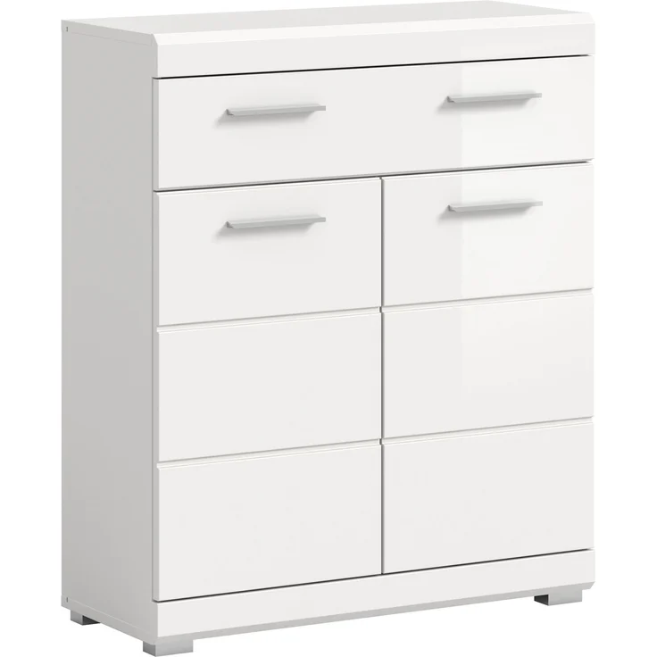 Xonox Scout Standschrank (B/H/T: 74x88x31 cm) in weiß Nachbildung und weiß Hochglanz tiefzieh