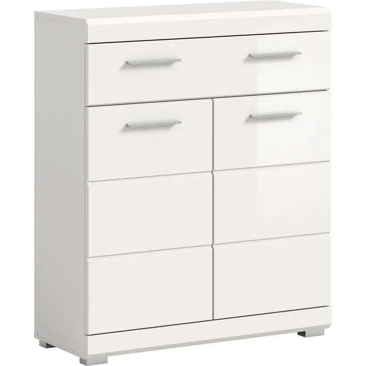 Xonox Scout Standschrank (B/H/T: 74x88x31 cm) in weiß Nachbildung und weiß Hochglanz tiefzieh