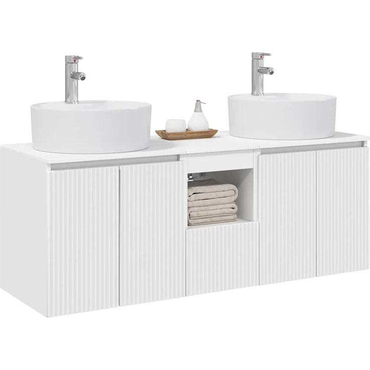 vidaXL Wandmontiertes Badezimmerschrank-Set 3 stk. Weiß 3405677 – Bild 3