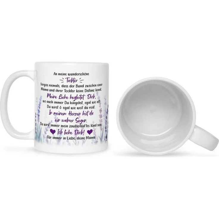 GRAVURZEILE Tasse mit Spruch - von Mama für die Tochter, Keramik, Farbe: Weiß – Bild 4