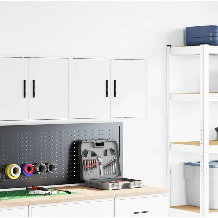 vidaXL Garagen-Wandschrank Weiß Holzwerkstoff 860643 – Bild 2