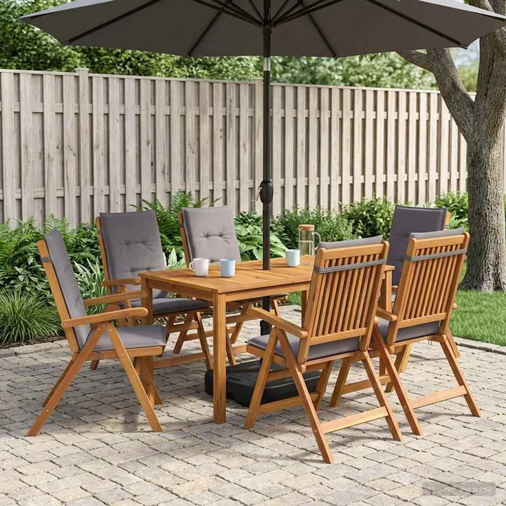 vidaXL 7-Piece Garden Dining Set 6-Sitzer Anthrazit Massivholz Akazie 3434561 – Bild 1