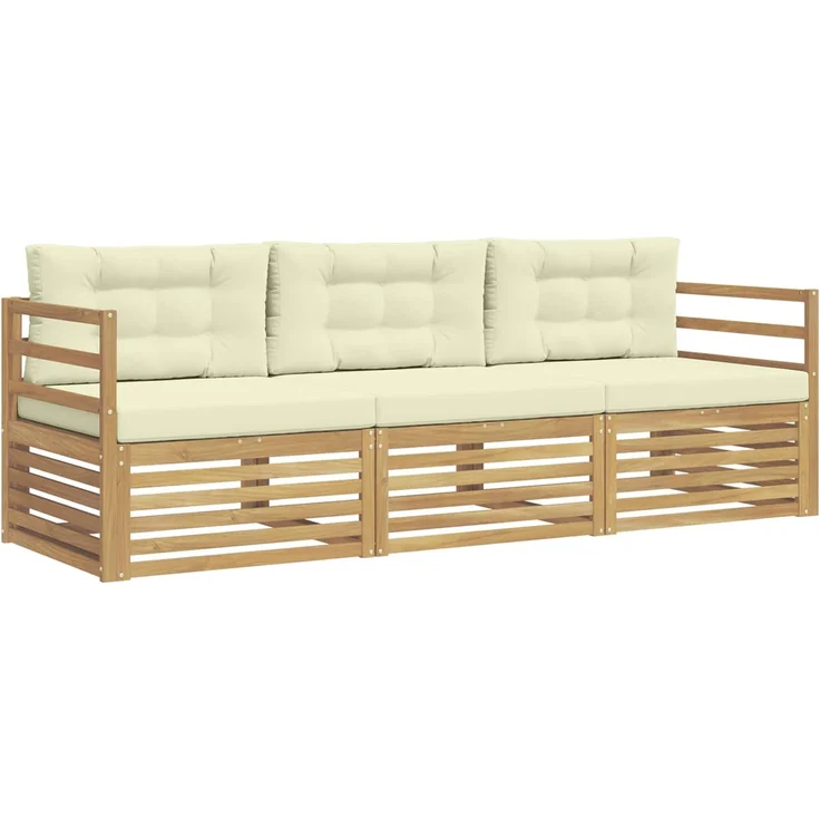 vidaXL Outdoor-Sofagarnitur 3 stk. 3-Sitzer Weiß und Creme Polyester 3389945 – Bild 2