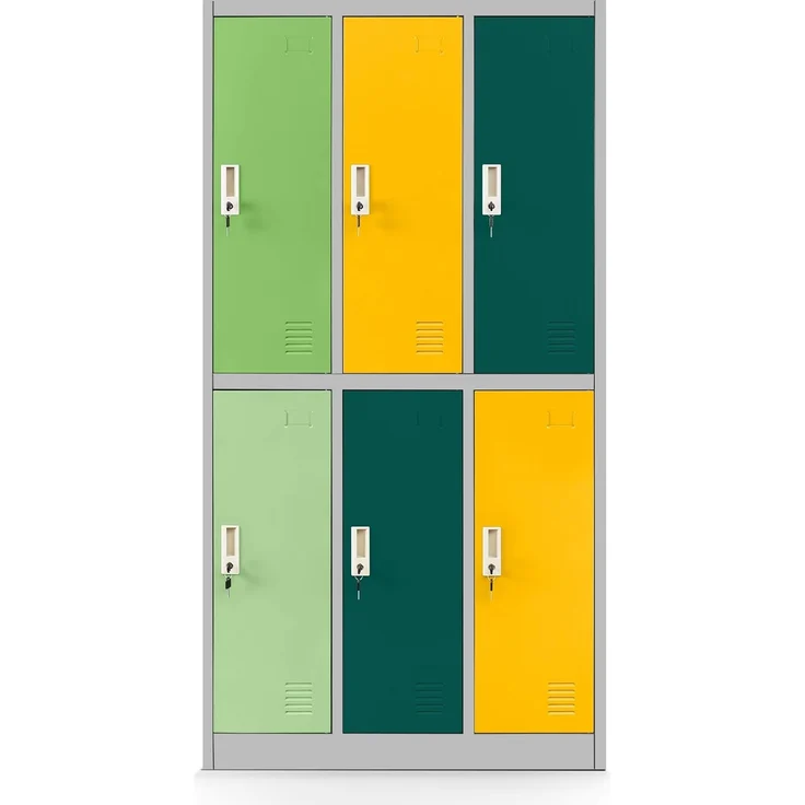Jan Nowak Schließfachschrank 3B2AS Fächerschrank Wertfachschrank Umkleideschrank 6 Fächer Stahlblech Pulverbeschichtet 150 cm x 90 cm x 45 cm (H x B x T) (Mehrfarbig)