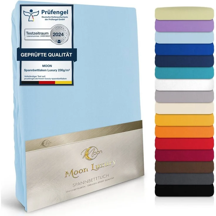 MOON Heimtextilien Spannbettlaken MOON-Luxury Spannbettlaken Jersey Stretch 230g/m², 97% Mako-Baumwolle 3% Elastan – Bild 2