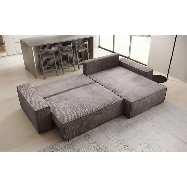 Luxusbetten24 Schlafsofa Designer Sofa Lunaro in Cord, mit Stauraum und Schlaffunktion – Bild 4