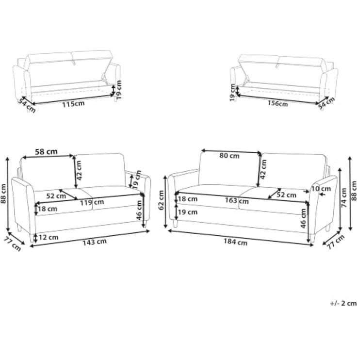 Sofa Set 5-Sitzer MARE Stoff Dunkelbraun – Bild 3