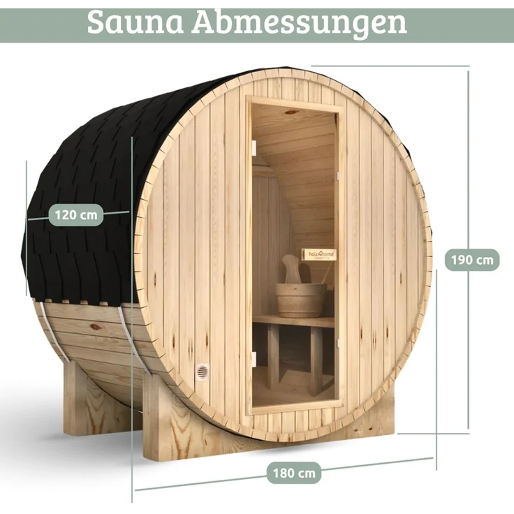 DELUKE® Fasssauna Outdoor mit Elektroofen PIET - für 2 Personen, inkl. Saunazubehör | Außensauna Gartensauna Saunafass | Selbstmontage – Bild 2