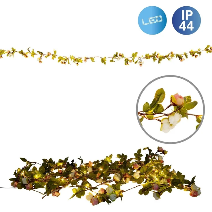 Lichterkette Outdoor LED Strom 4 m Blumen Rosen Kunstblumen Girlande 5268261 – Bild 5
