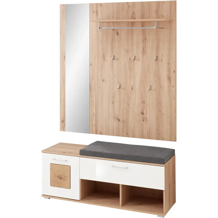 Innostyle Garderobe/Dielenmöbel Fun Garderobe braun, weiß, Eiche, Holz