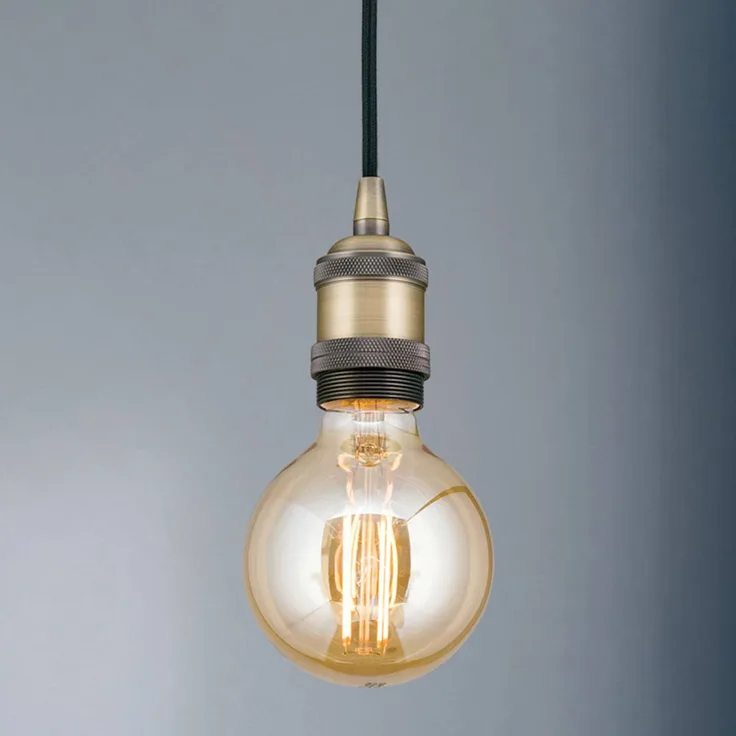 Orion Fassungshängeleuchte Jailhouse, Vintage Pendelleuchte mit E27-Metallfassung in messing matt