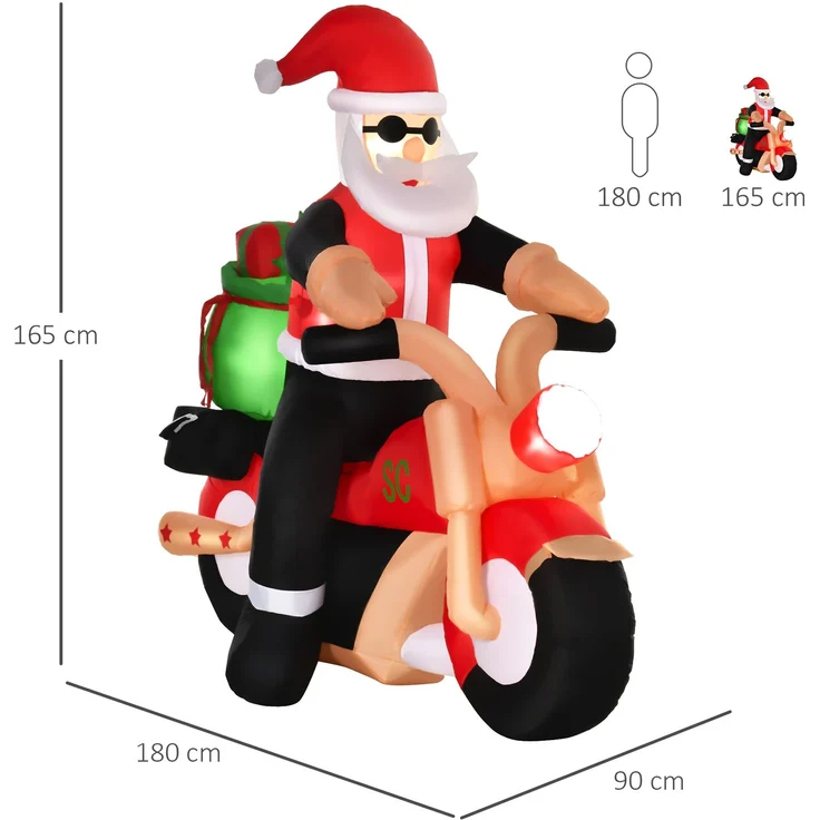 HOMCOM Aufblasbare Weihnachtsdekoration, Polyester, Weiß+Rot+Grün, 180B x 90T x 165H – Bild 3