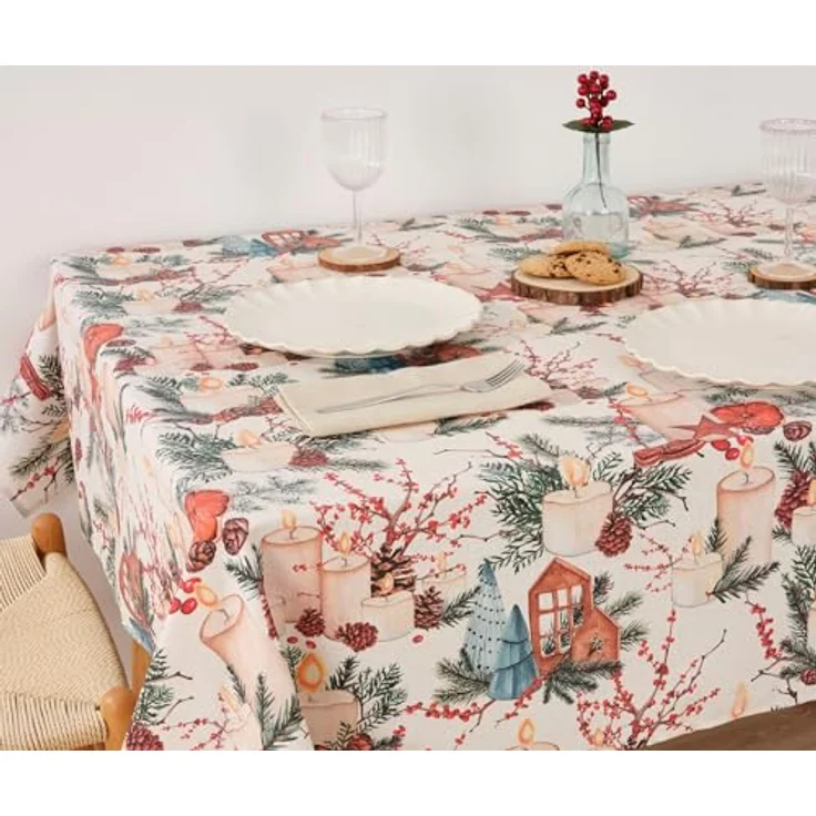 BELUM | Weihnachtstischdecke | Anti-Fleck-Tischdecke | Rechteckig Harz | Tischdecke (laminiert) | Tischdecke | Tischdecke | Heimtisch (140x140 cm) – Bild 3